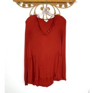 Sundance Orange Waffle Knit Thermal Long Sleeve Flowy Top M